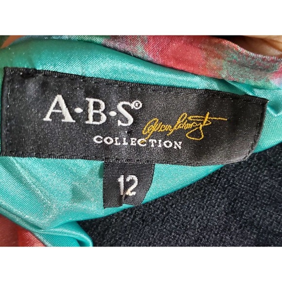 A.B.S Women's Multicolor Silk Round Neck Sleeveless Knee Length Dress Size 12 - Picture 8 of 11
